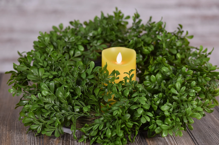 Faux Boxwood 6.5" Candle Ring - WHD Floral