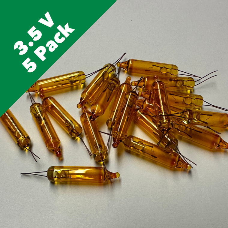3.5 Volt Amber (Orange) Mini Incandescent Bulb - 5 Bulbs