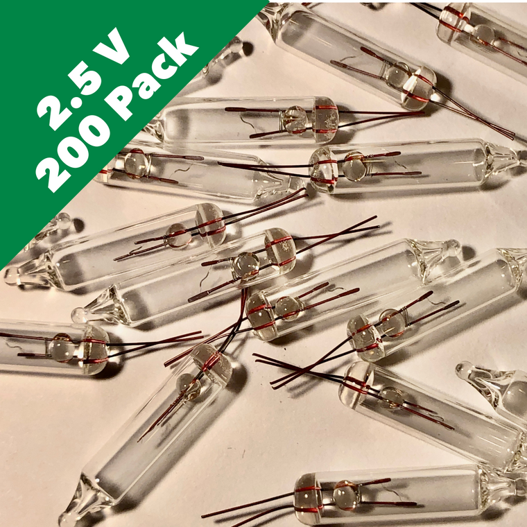 2.5 Volt Clear Mini Incandescent Bulbs - Bulk 200 Bulbs