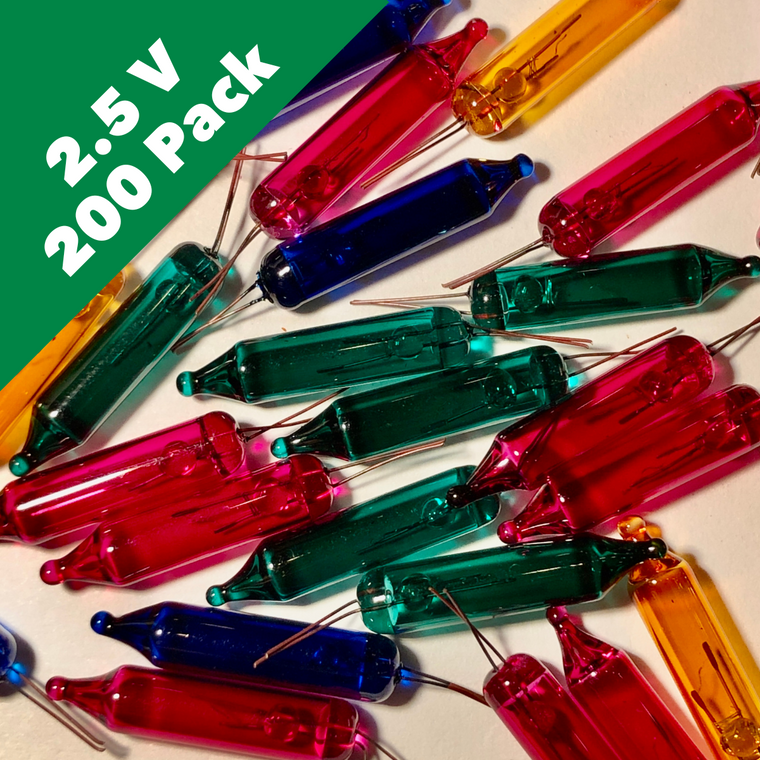 2.5 Volt Multi Mini Incandescent Bulbs - Bulk 200 Bulbs