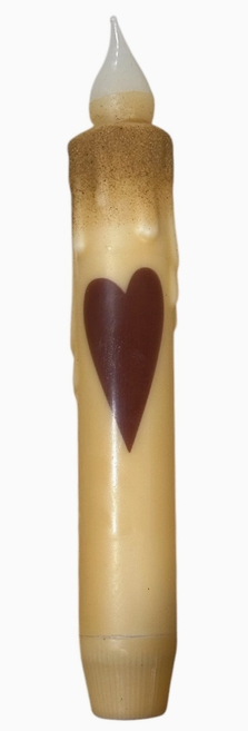 Red Heart Valentine's Day 7" Battery Taper Candle - Wax Dipped