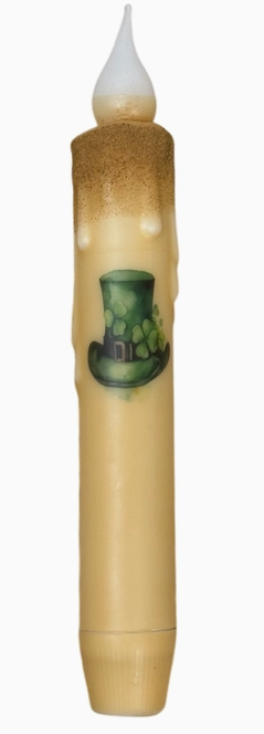 St. Patrick's Day Hat 7" Battery Taper Candle - Wax Dipped