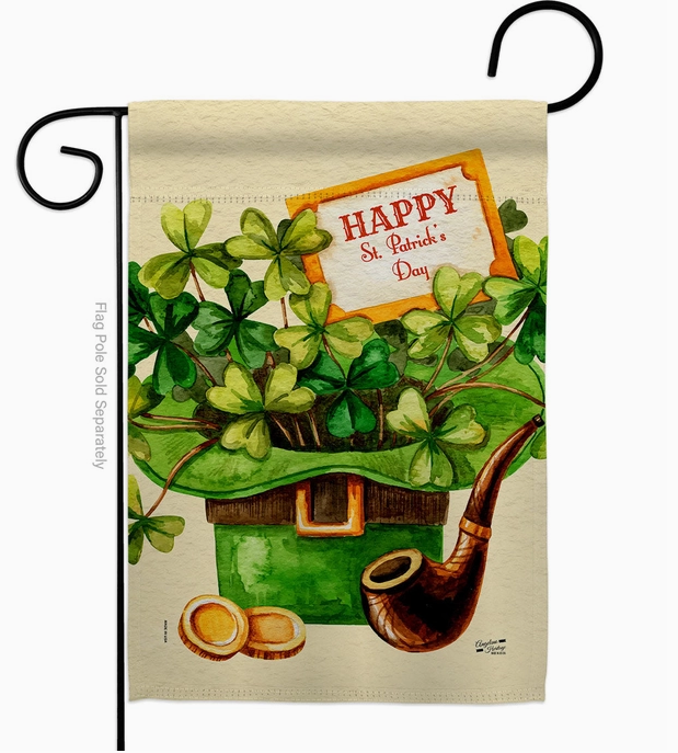 St. Patrick's Clover Hat Garden Flag - Two Group Flag Co.