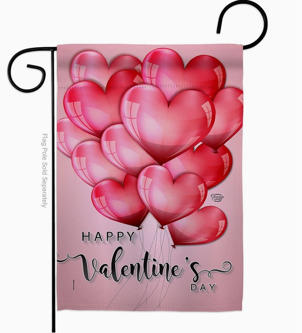 Happy Valentine Heart Balloons Garden Flag - Two Group Flag Co.