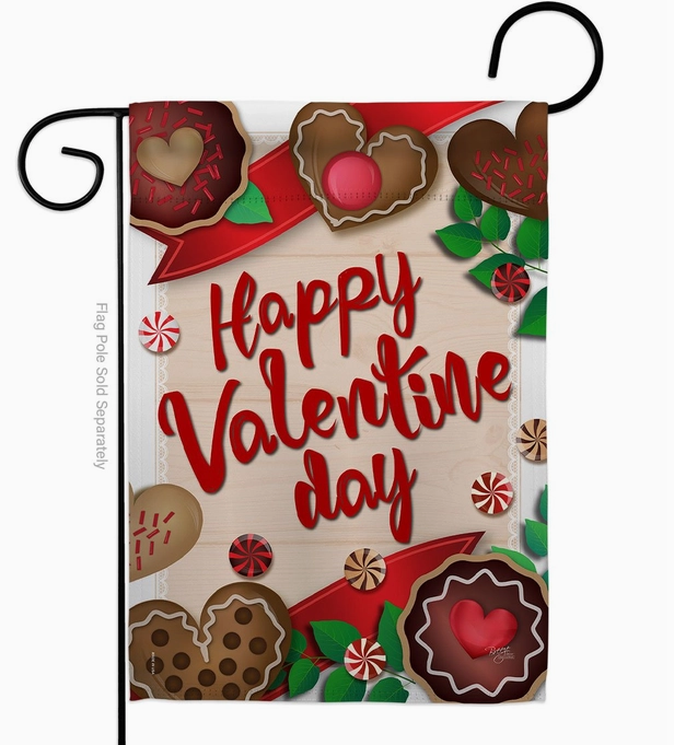 Happy Valentine Chocolate Garden Flag - Two Group Flag Co.