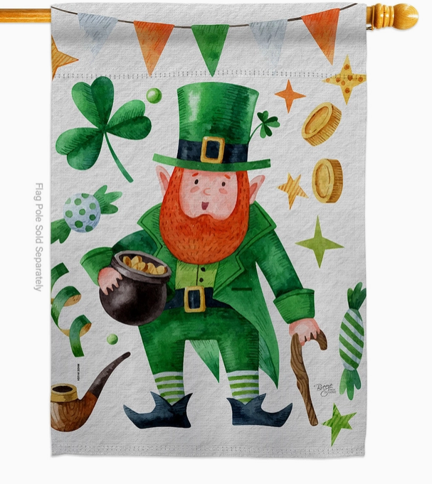 Leprechaun with Gold House Flag - Two Group Flag Co.