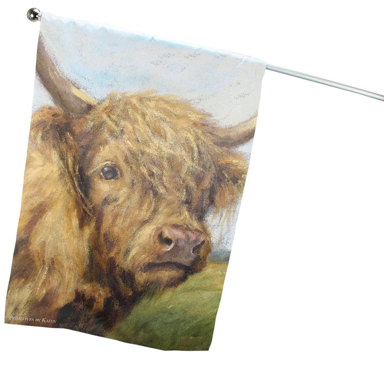 Red Highland Cow House Flag - Primitives by Kathy