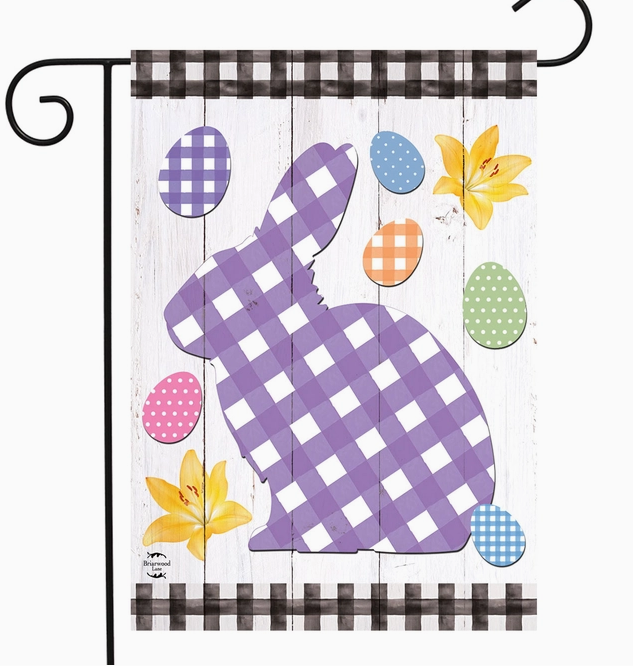 Checkered Spring Bunny Garden Flag - Briarwood