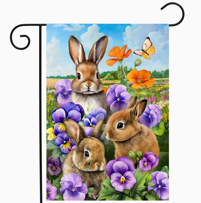 Spring Bunny Trio Garden Flag - Briarwood