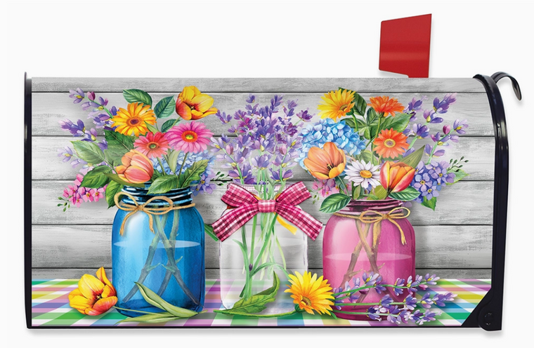 Spring Floral Jars Mailbox Cover - Briarwood