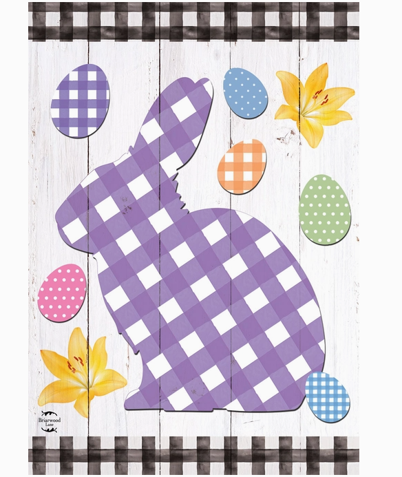 Checkered Spring Easter Bunny House Flag - Briarwood