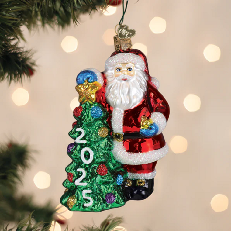 Old World 2025 Santa With Tree Ornament