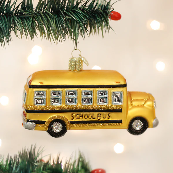 Old World Yellow School Bus Ornament