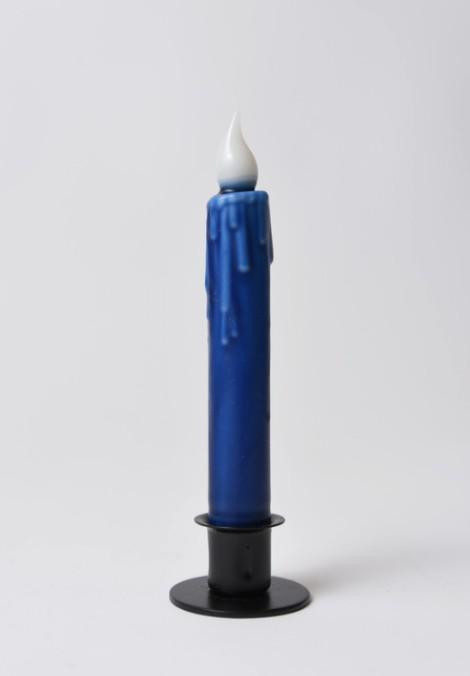 Navy 7" Battery Taper Candle with Timer