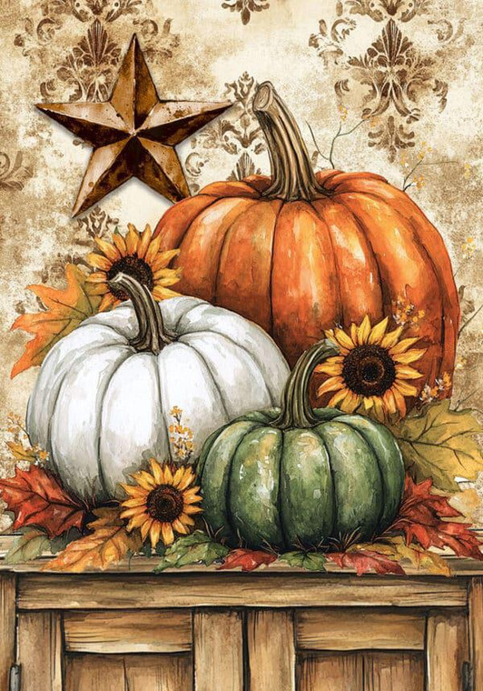 Rustic Pumpkins Fall House Flag - Custom Decor