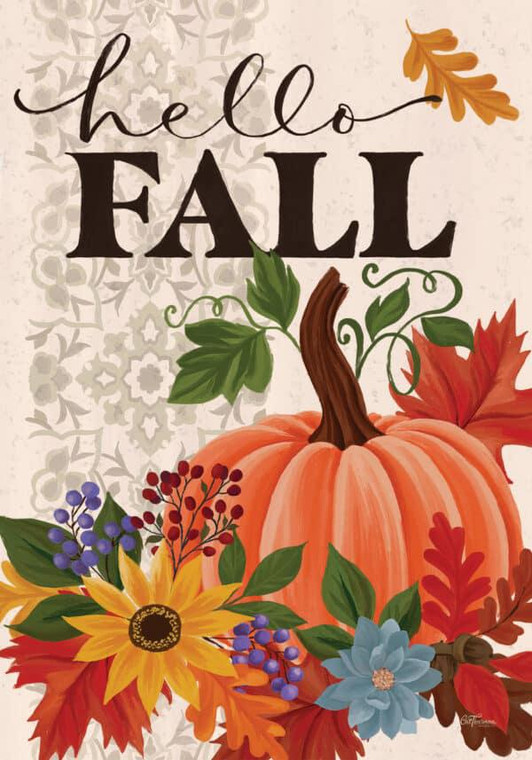 Hello Fall Pumpkin Fall House Flag - Custom Decor