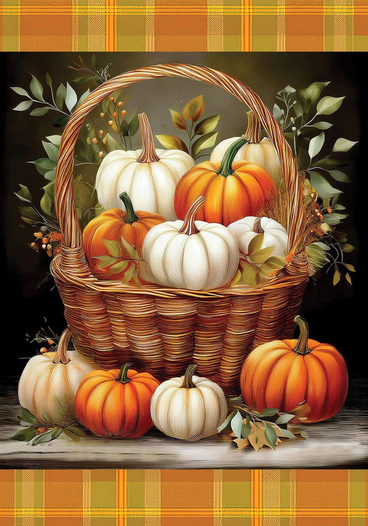 Pumpkin Basket Fall House Flag - Custom Decor