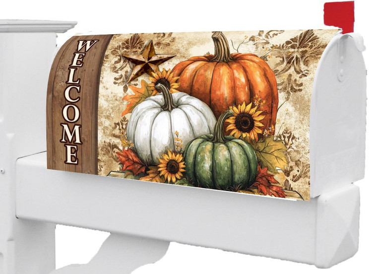 Rustic Pumpkins Fall Large Mailbox Cover- Custom Decor