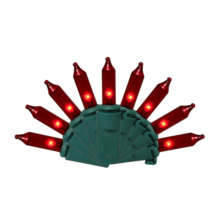 100 Mini LED Classic Red Lights on Green Cord - HBL
