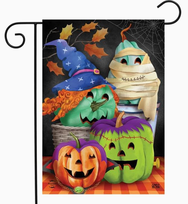 Costumed Pumpkins Halloween Garden Flag - Briarwood