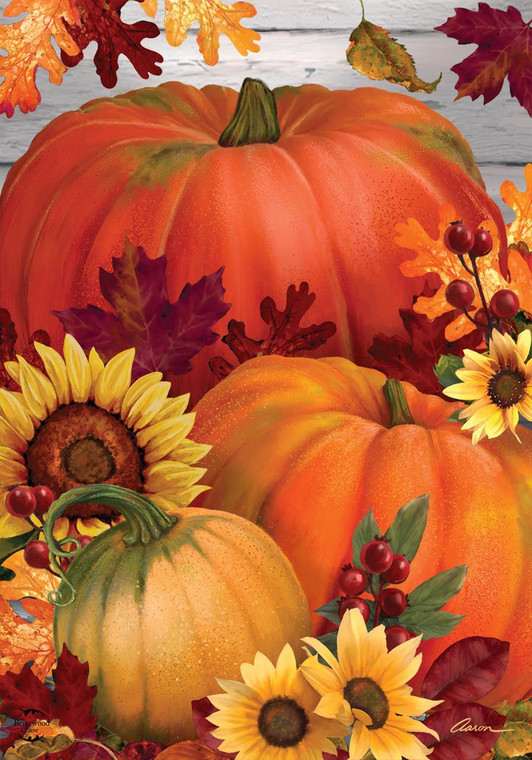 Autumn Pumpkin Trio House Flag - Briarwood Lane
