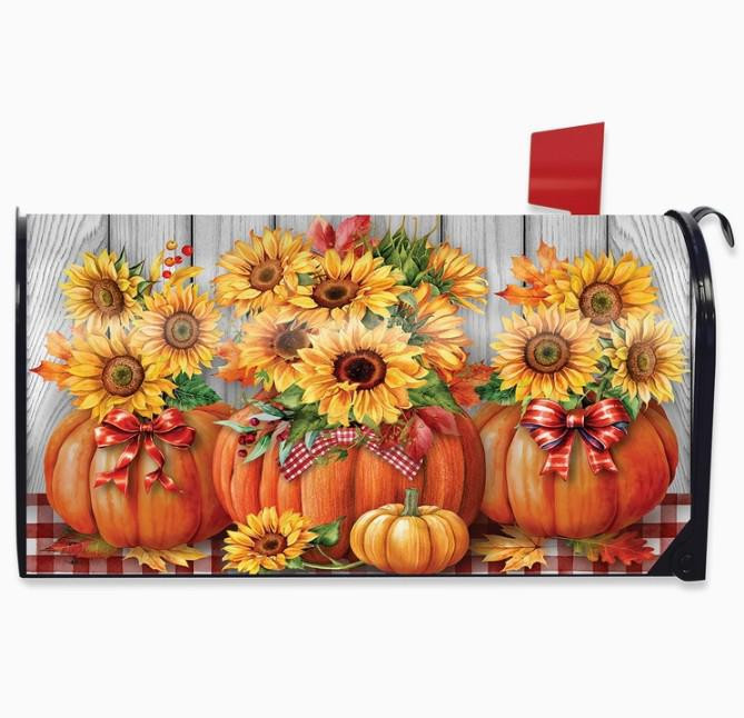 Sunflowers in Pumpkins Mailbox Cover - Briarwood