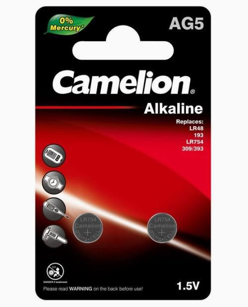AG5 (LR48 / 393) Alkaline Batteries - 2 Pack - Camelion