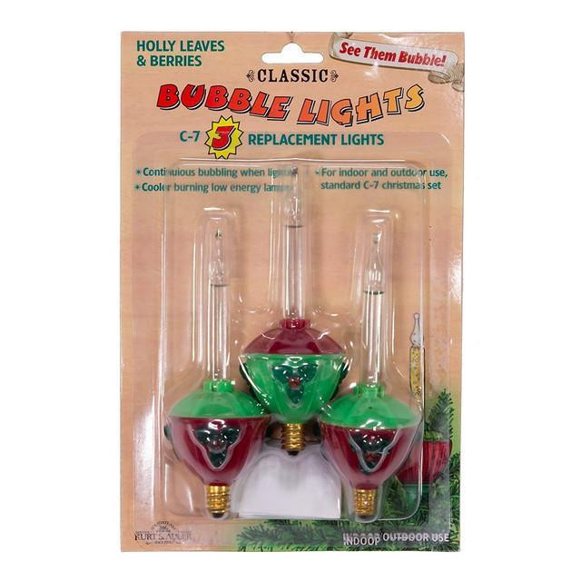 Red & Green Bubble Lights with Holly Accent - Kurt Adler