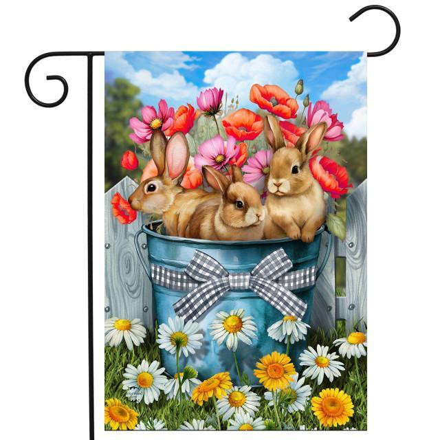 Bucket of Bunnies Garden Flag - Briarwood