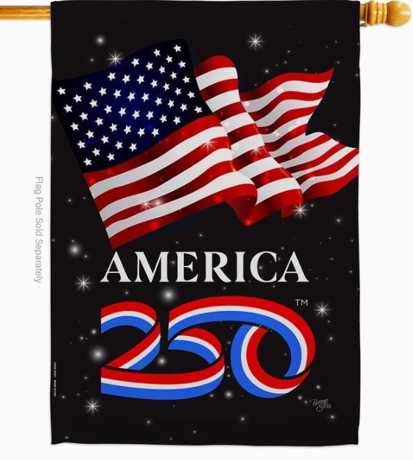 America 250 Waving Flag Sparkles House Flag - Two Group Flag Co.