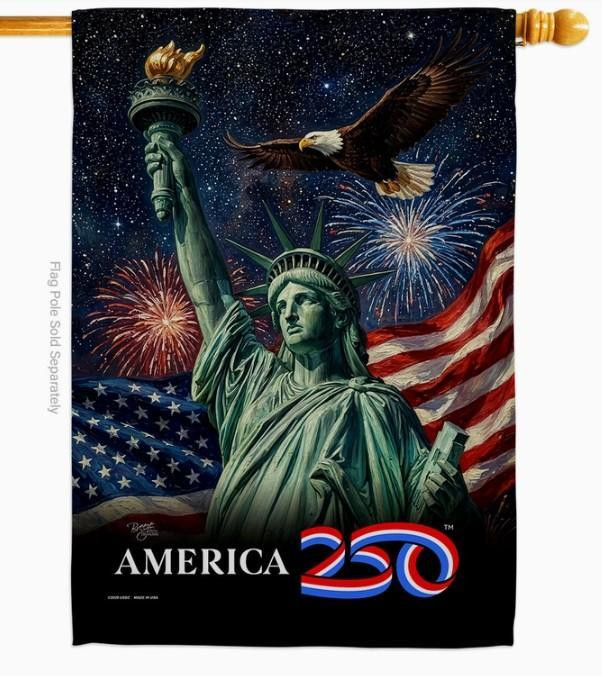 America 250 Statue of Liberty Eagle House Flag - Two Group Flag Co.