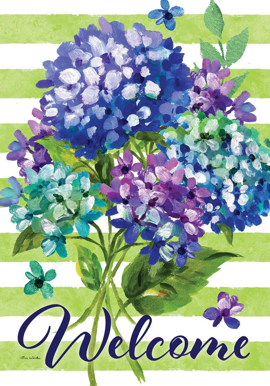 Striped Hydrangeas Garden Flag - Custom Decor