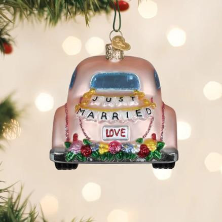 Old World Just Married Magic Car Ornament