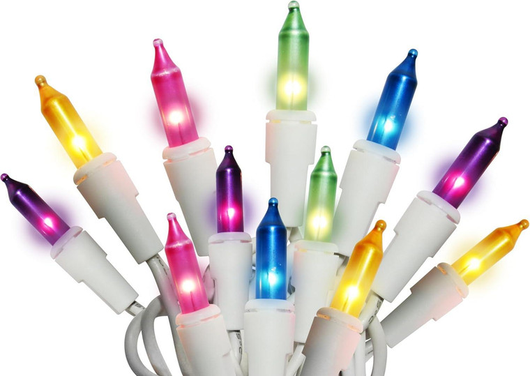 100 Pastel Incandescent Easter Lights on White Cord