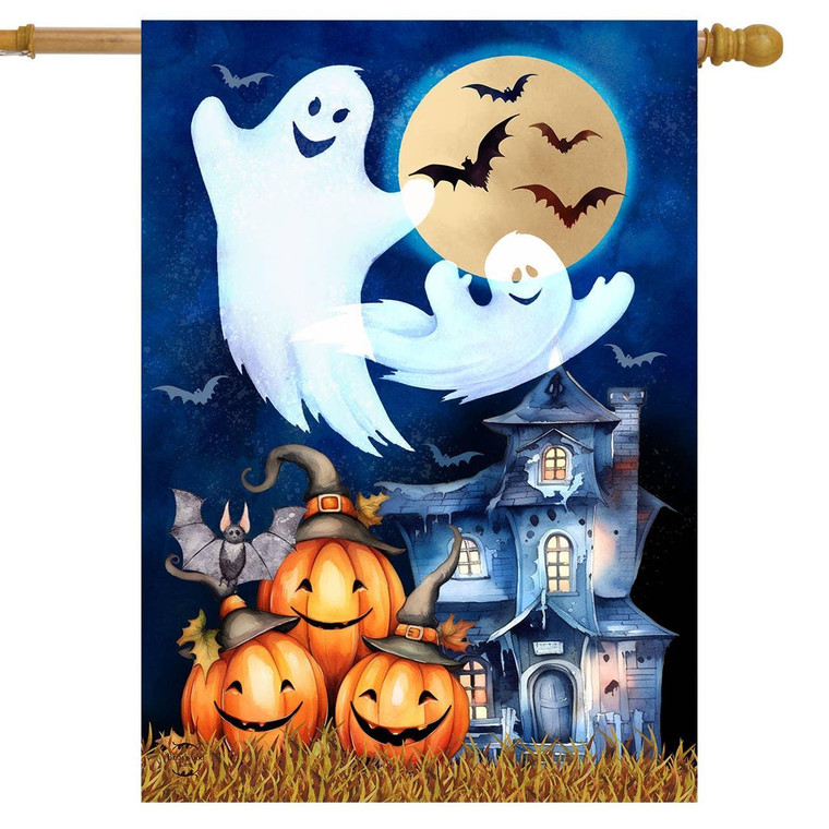 Halloween Haunts Ghosts House Flag - Briarwood Lane