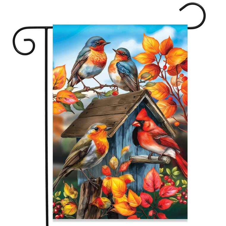 Fall Birds at Birdhouse Garden Flag - Briarwood