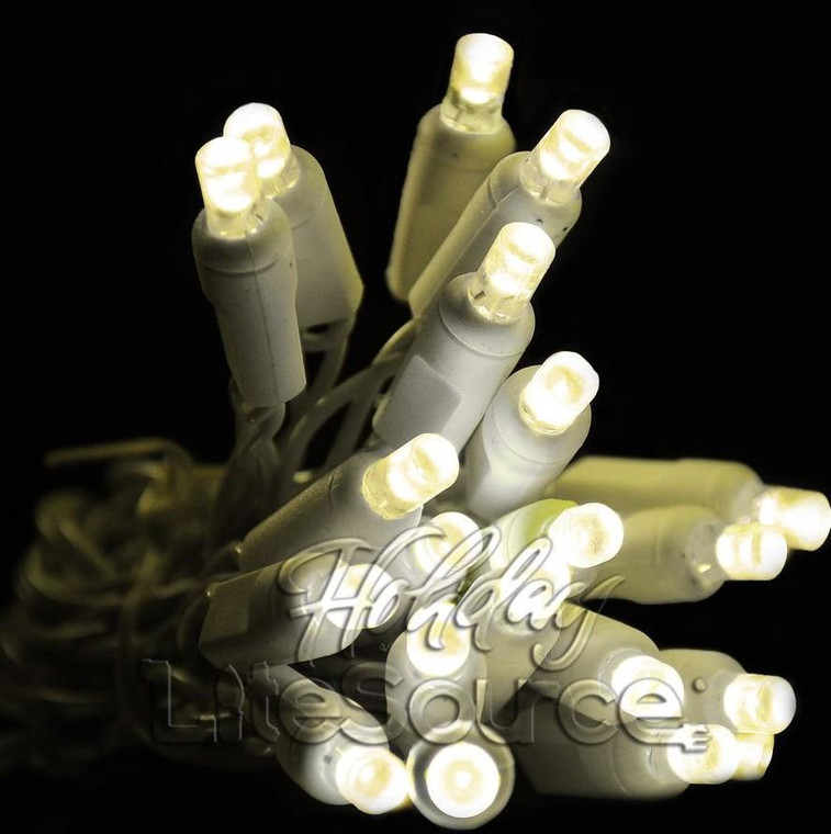 20 Warm White Conical LED Bulbs on White Wire