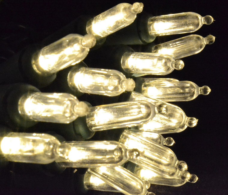 50 LED Mini Warm White, Green Cord