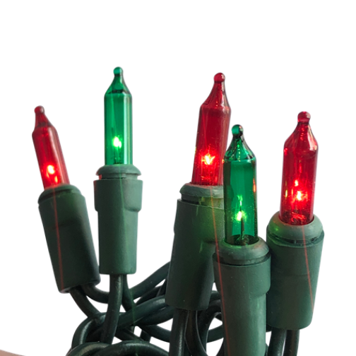 100 Mini Incandescent Red and Green Lights on Green Cord - Allyson's Choice