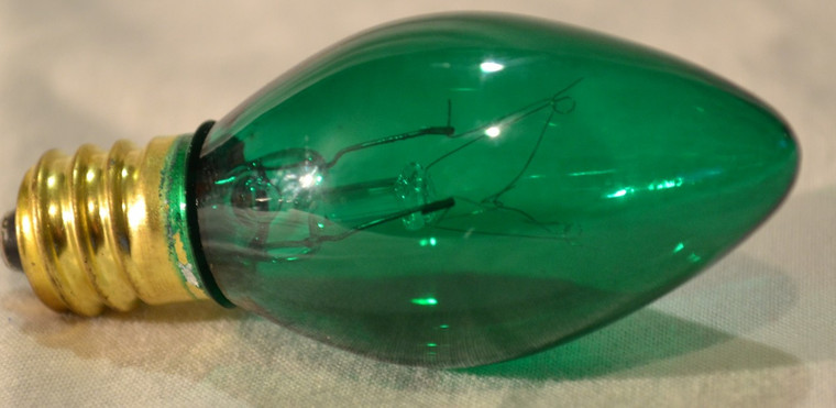 C7 Transparent Green Incandescent Bulbs - 4 Pack