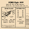 1939 Ford Eight Tune-up Chart, 91A (85), 99A Mercury