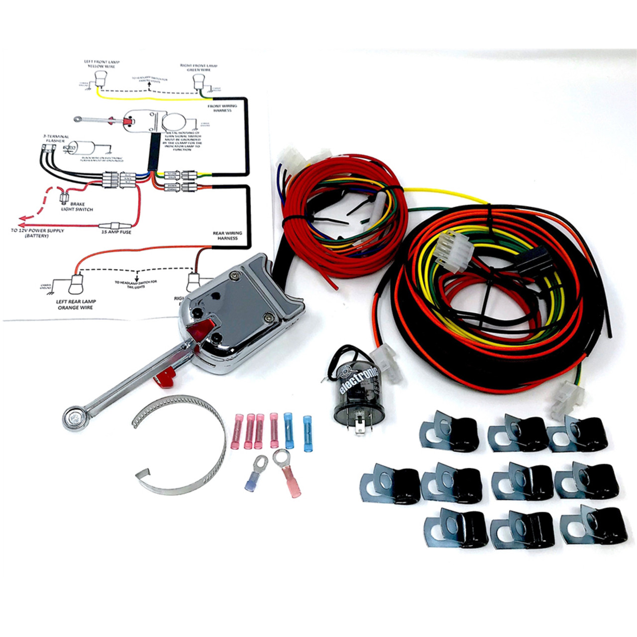 Heavy Duty Turn Signal Complete Wiring Kit for Cars and Trucks 12 volts TS01