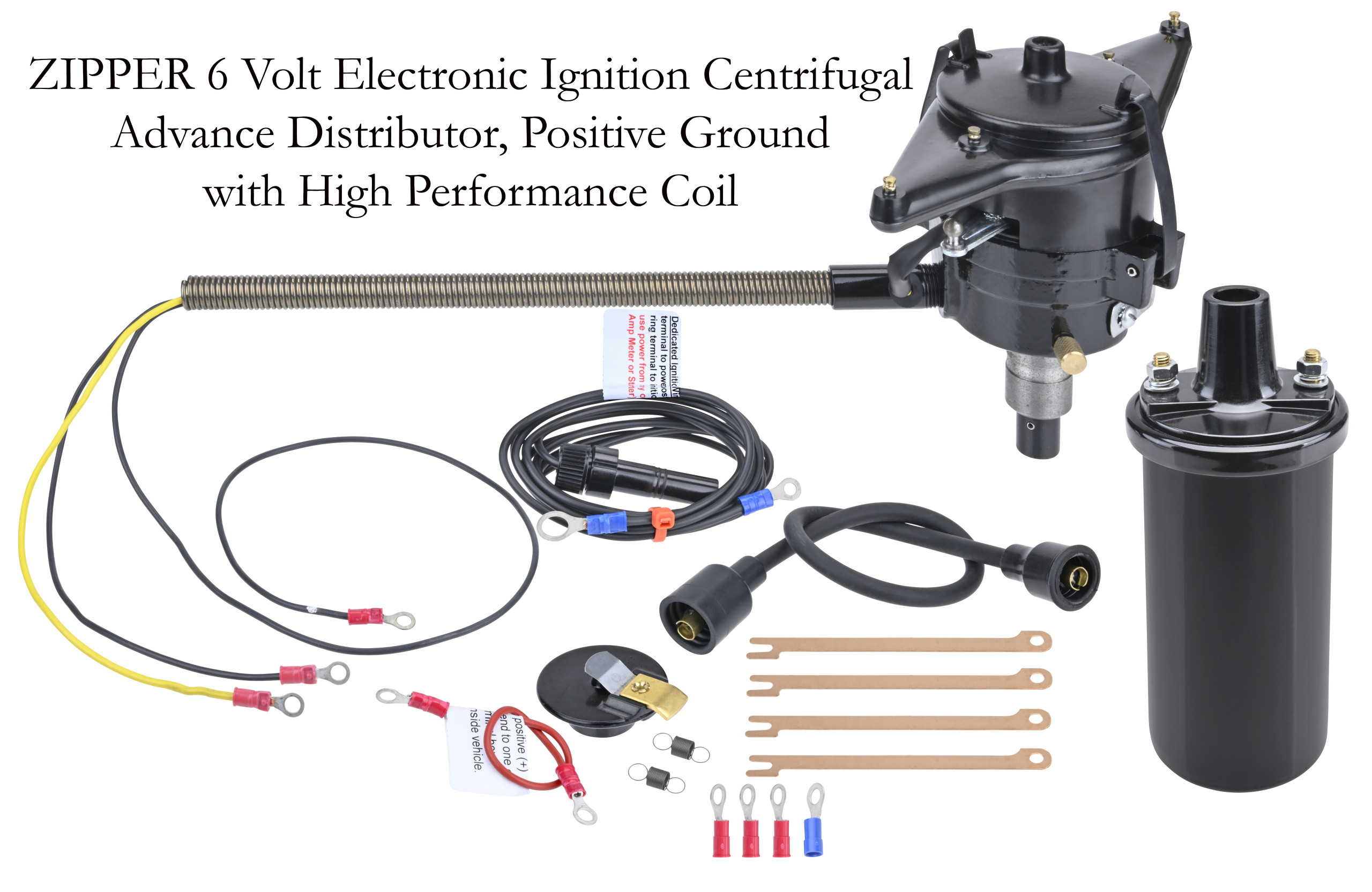 Ford Model A 6 volt positive ground electronic original look distributor with coil FSIZ6PK