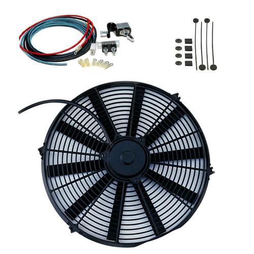 16" Electric Cooling Fan 2" Thin Puller W/Dash  On-Off Switch  - F16K
