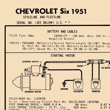 1951 Chevrolet Six Tune-up Chart, Styleline, Fleetline