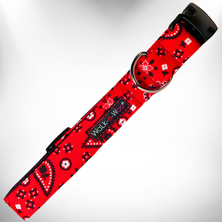 WalkeWoo Ltd Bandana Dog Collars XS 5/8" width fits 8-12" neck Red