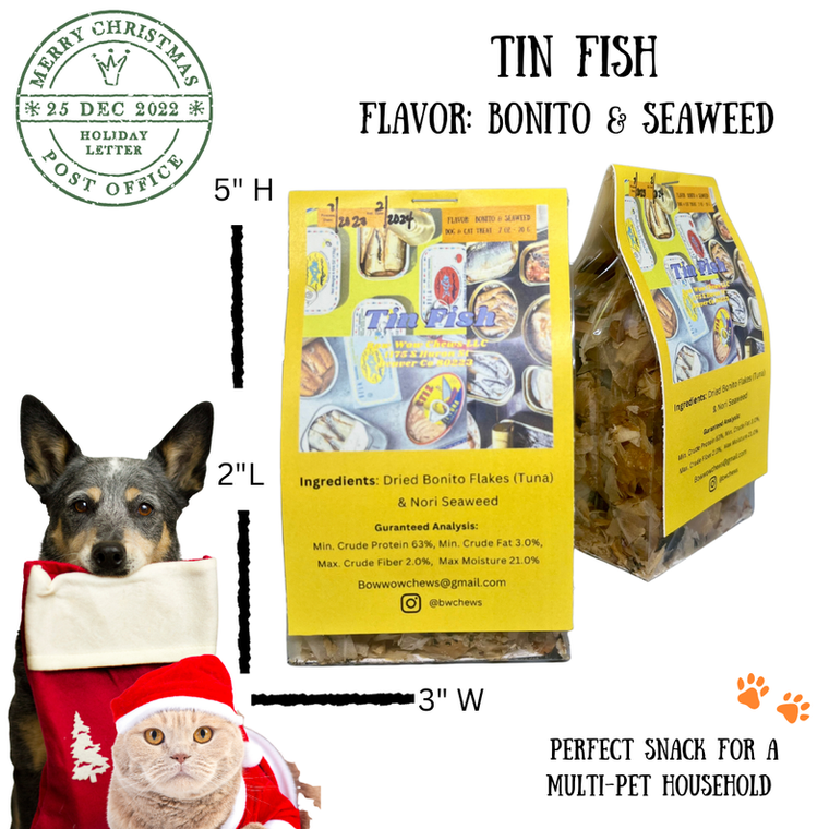 Bow Wow Chews LLC Tin Fish - Cat & Dog Treats Tuna Bonito Flakes - 2oz