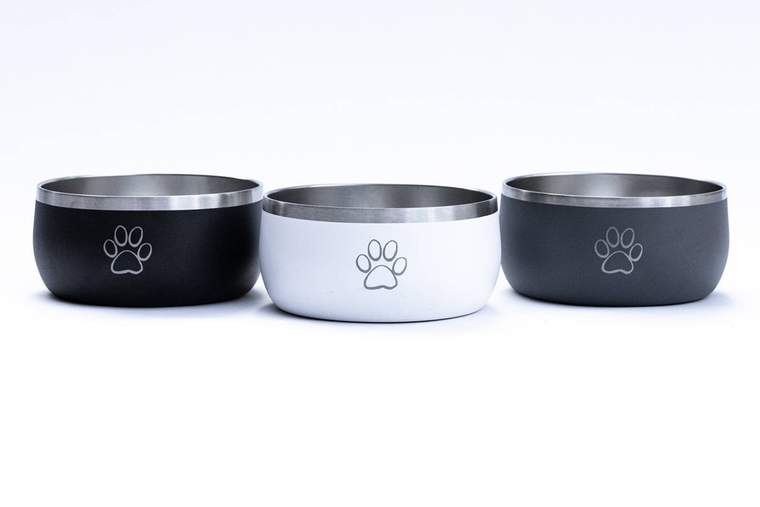 M.K. Distributors, Inc. Stainless Steel Dog Bowl Set Black & Grey
