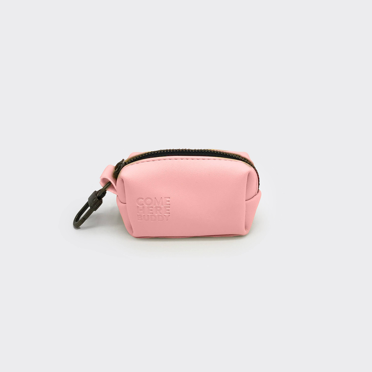 Come Here Buddy Leather Poop Bag Dispenser Baby Pink