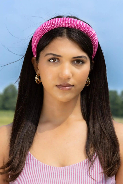 Aria the Fox LLC Pink Solid Beaded Headband